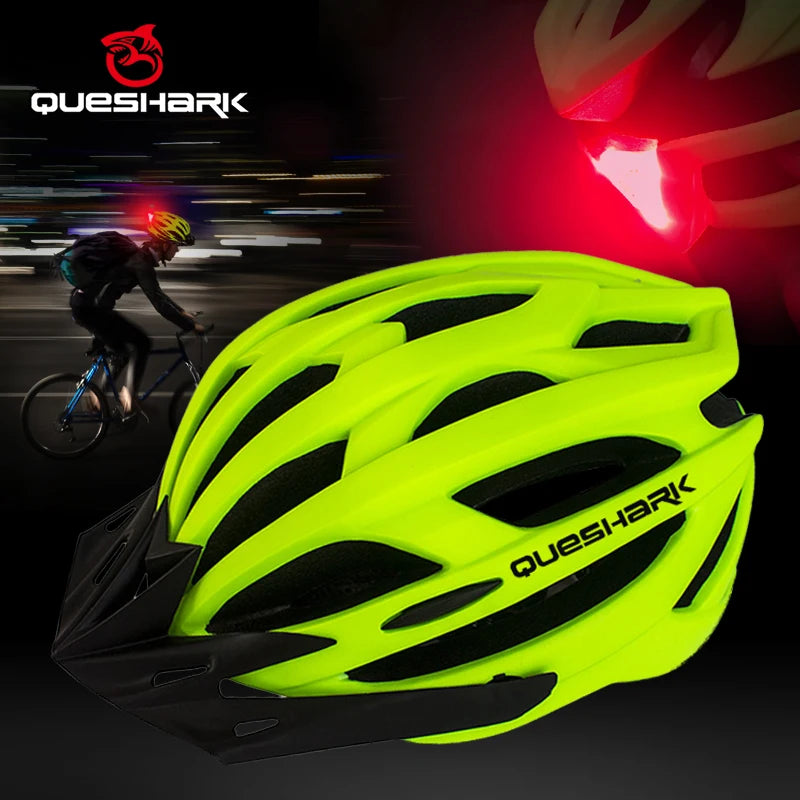 Capacete QUESHARK – Luz LED Traseira, Ciclismo e BTT, Ventilado, Viseira removível Capacete QUESHARK – Luz LED Traseira, Ciclismo e BTT, Ventilado, Viseira removível